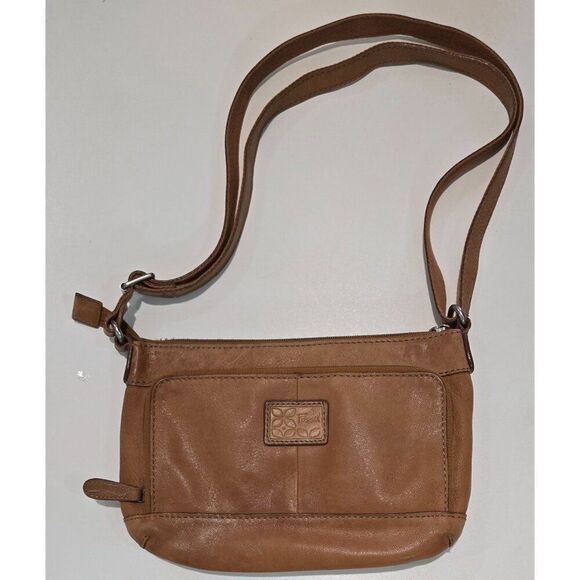 Fossil Brown Leather Crossbody Strap Pockets minor distressing vintage boho chic - Picture 4 of 8